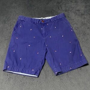 Tommy Hilfiger Chino Shorts Mens 32 Blue Flags Novelty Print 9" Inseam Preppy